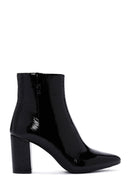 Derimod Gritti Woman Black Zippered Thick Heel Patent Leather Leather Boat | Derimod