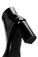 Derimod Gritti Woman Black Zippered Thick Heel Patent Leather Leather Boat | Derimod
