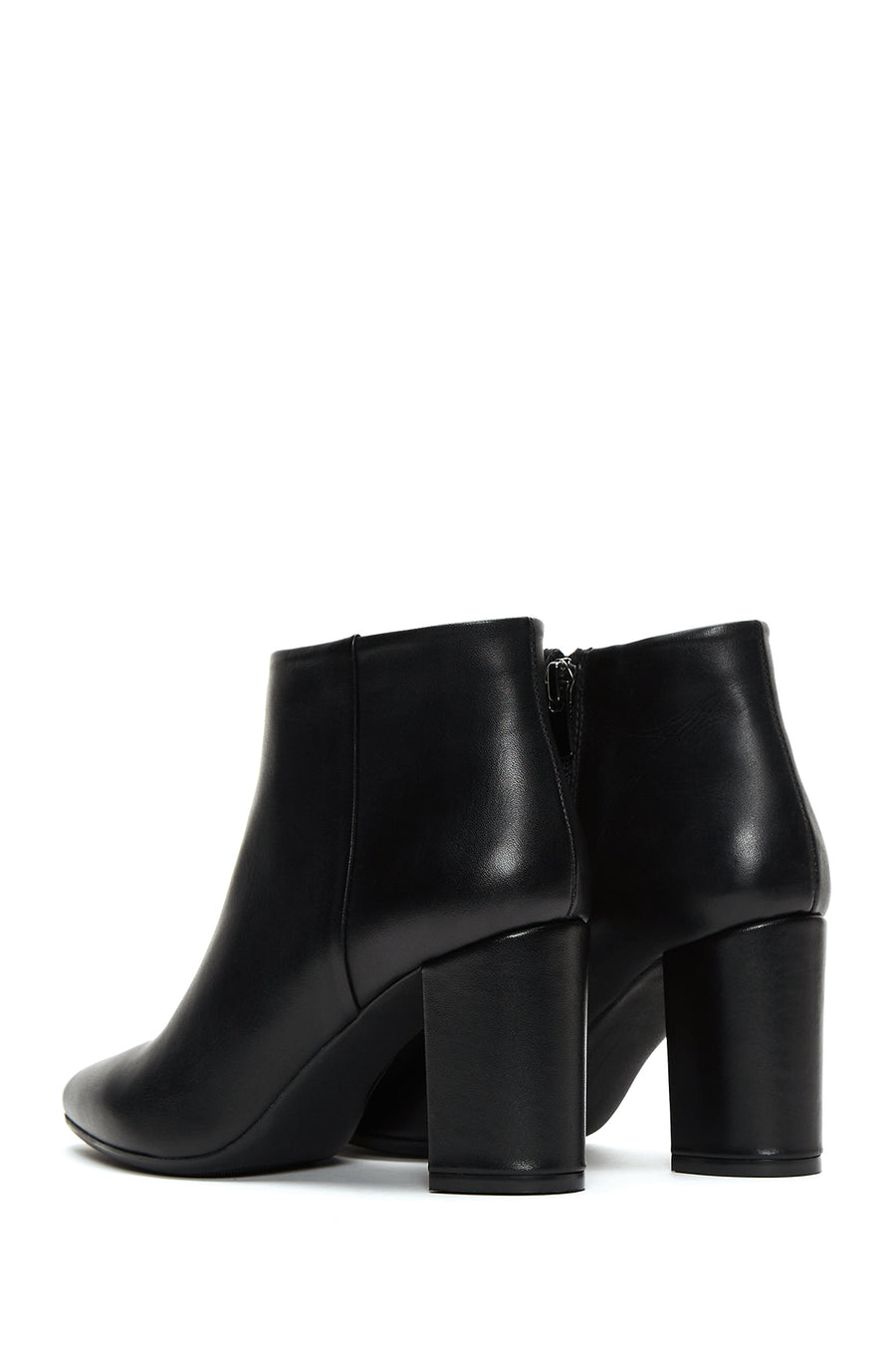 Woman Black Zippered Heels Leather Boat