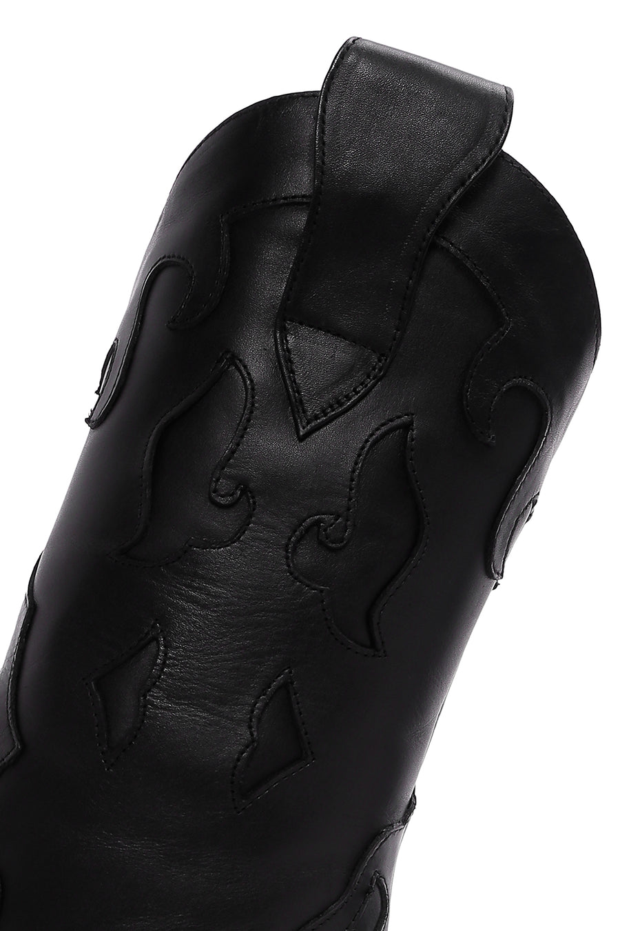 Women's Black Patterned Thin Heeled Leather Boot