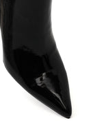 Women's Black Zippered Thick Heeled Patent Leather Boots | Derimod