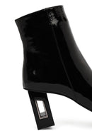 Women's Black Zippered Thick Heeled Patent Leather Boots | Derimod