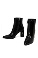 Women's Black Zippered Thick Heeled Patent Leather Boots | Derimod