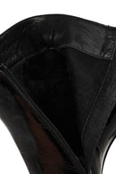 Women's Black Zippered Thick Heeled Patent Leather Boots | Derimod