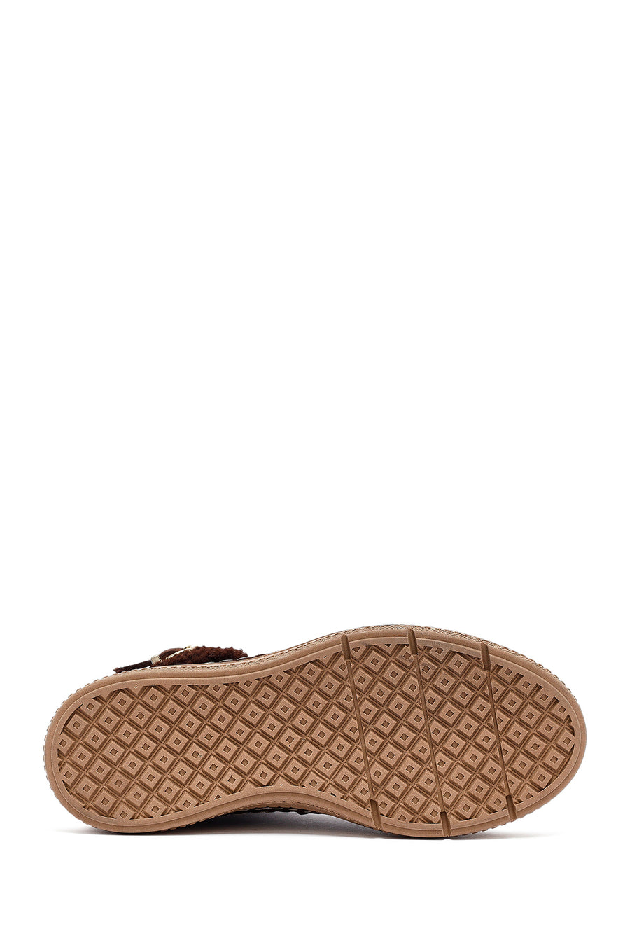 Woman Brown Zippered Suede Leather Teddy Bot