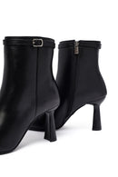 Women's Black Zippered Thin Heeled Leather Boot | Derimod