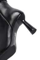 Women's Black Zippered Thin Heeled Leather Boot | Derimod