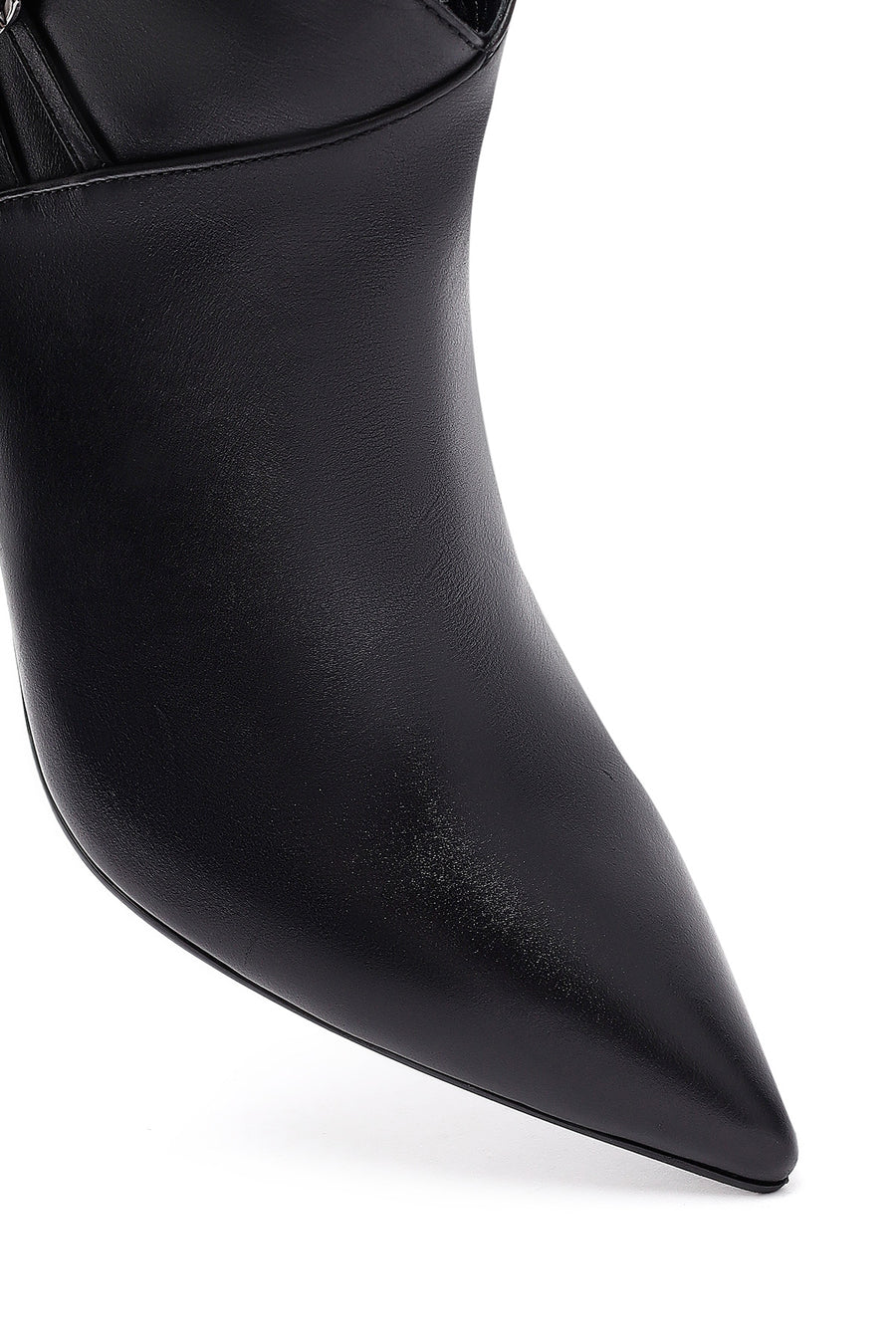 Woman Black Zippered Stiletto Heels Leather Boat
