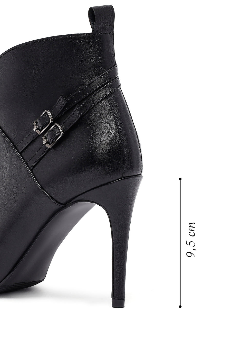 Woman Black Zippered Stiletto Heels Leather Boat