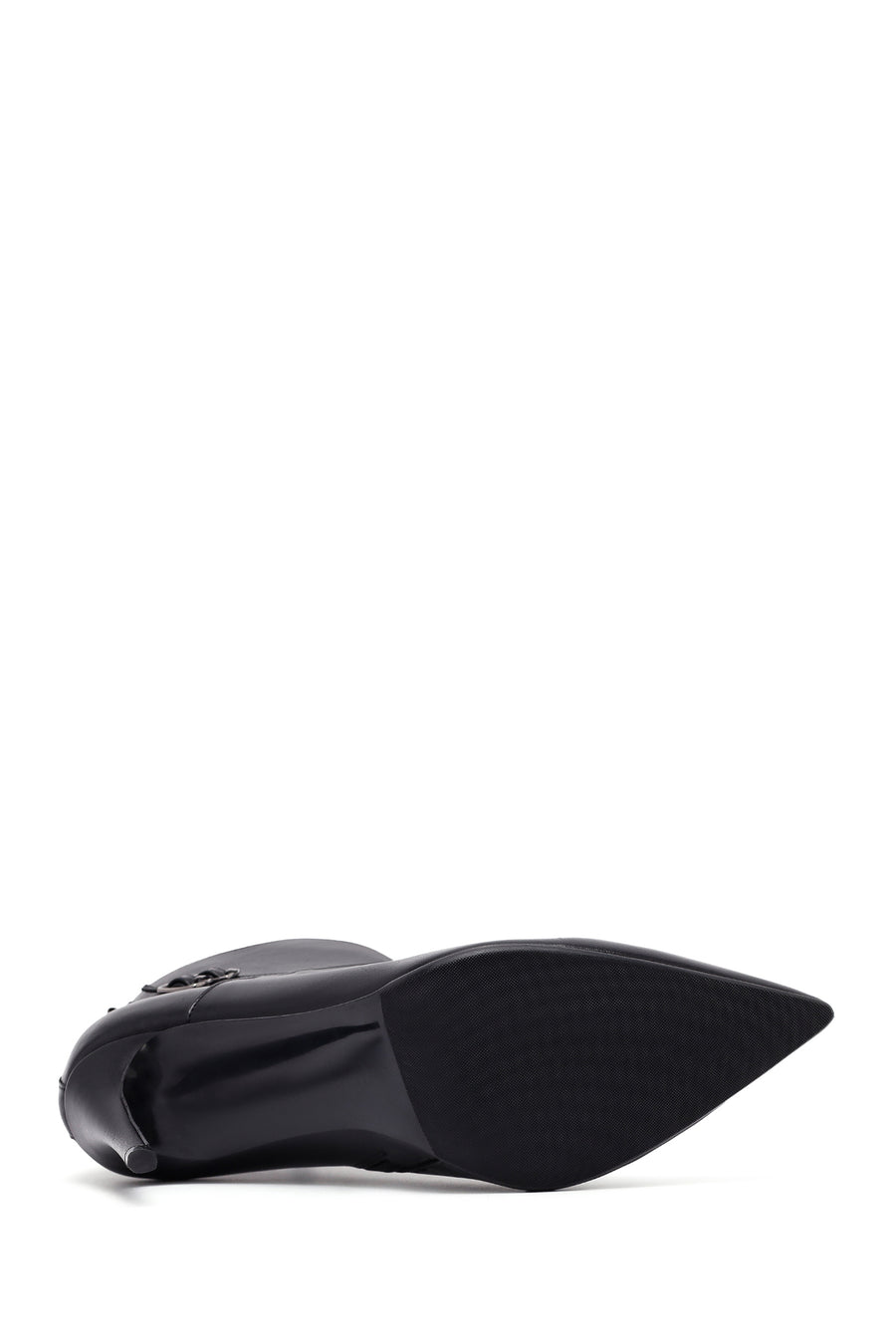 Woman Black Zippered Stiletto Heels Leather Boat