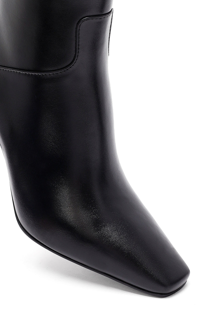 Woman Black Zippered Heels Leather Boat
