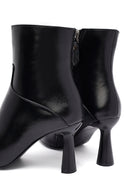 Woman Black Zippered Heels Leather Boat | Derimod