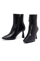 Woman Black Zippered Heels Leather Boat | Derimod
