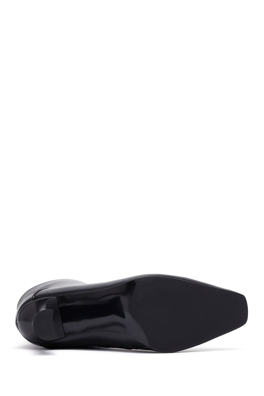 Woman Black Zippered Heels Leather Boat