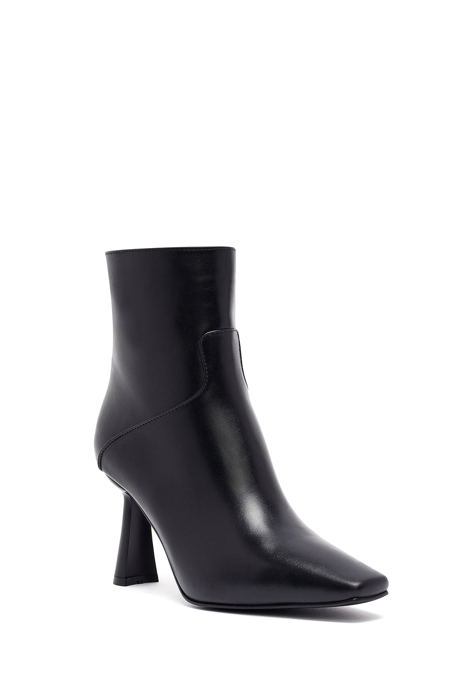 Woman Black Zippered Heels Leather Boat