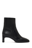 Women's Black Short Thick Heeled Leather Boots | Derimod