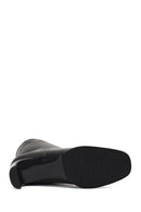 Women's Black Short Thick Heeled Leather Boots | Derimod