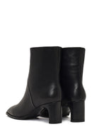 Women's Black Short Thick Heeled Leather Boots | Derimod