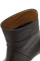 Women's Black Short Thick Heeled Leather Boots | Derimod
