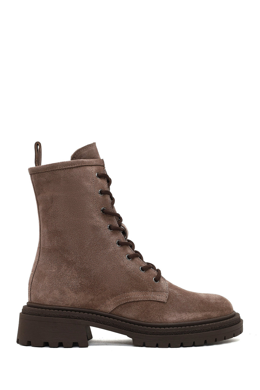 Women's Mink Zippered Suede Leather Boot 25WFD140610 | Derimod