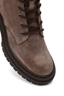 Women's Mink Zippered Suede Leather Boot | Derimod