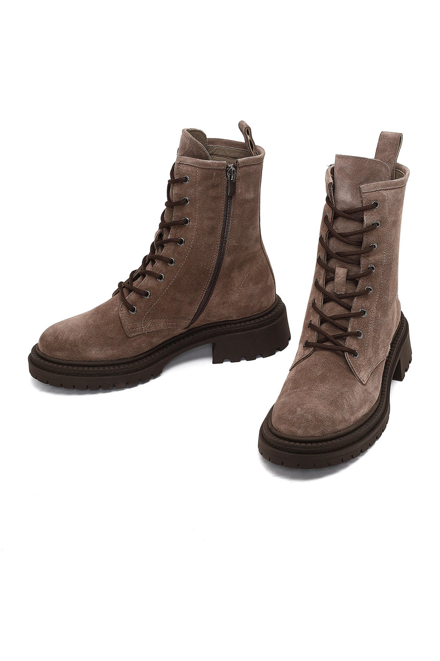 Women's Mink Zippered Suede Leather Boot