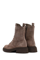 Women's Mink Zippered Suede Leather Boot | Derimod