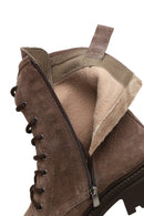 Women's Mink Zippered Suede Leather Boot | Derimod