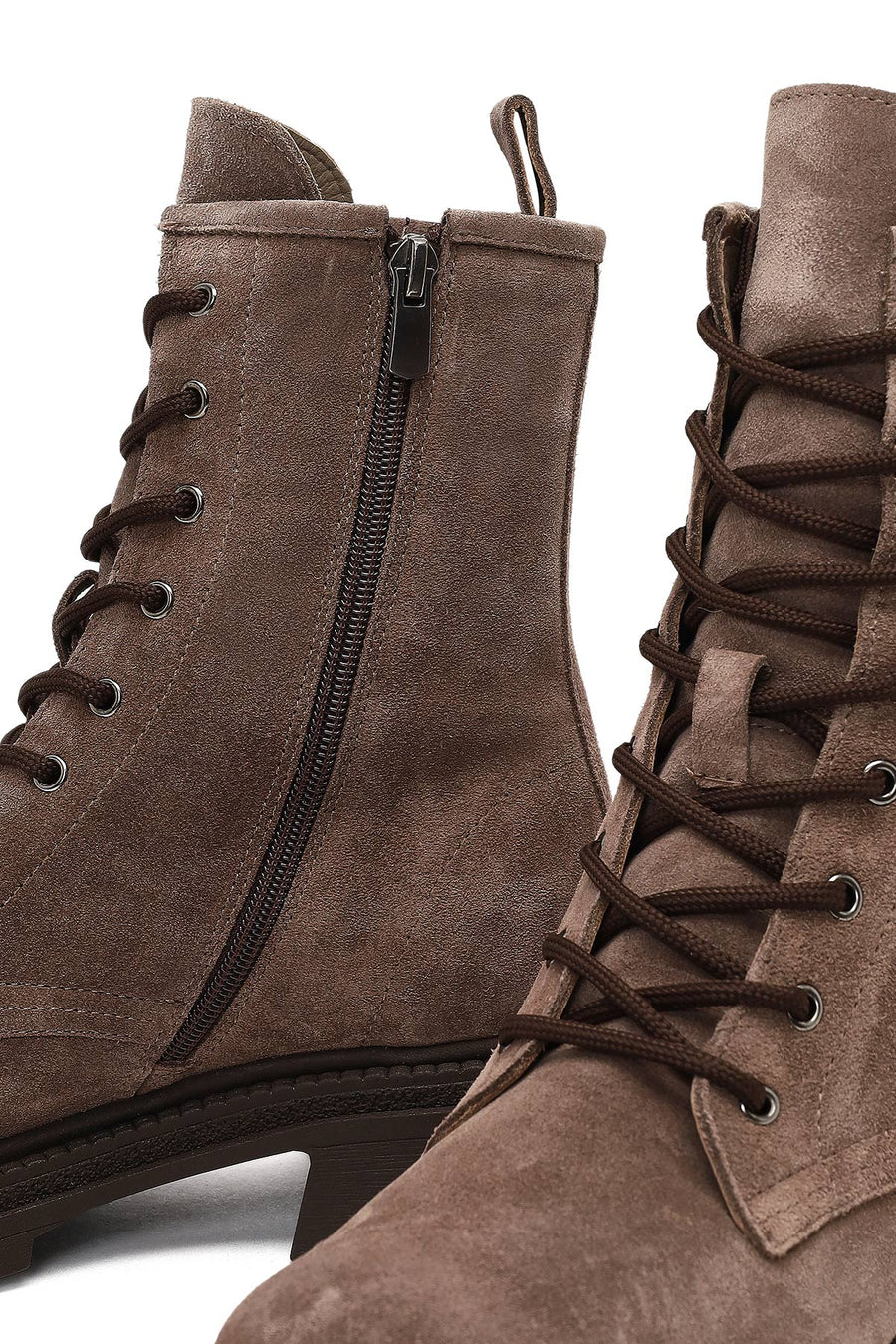 Women's Mink Zippered Suede Leather Boot