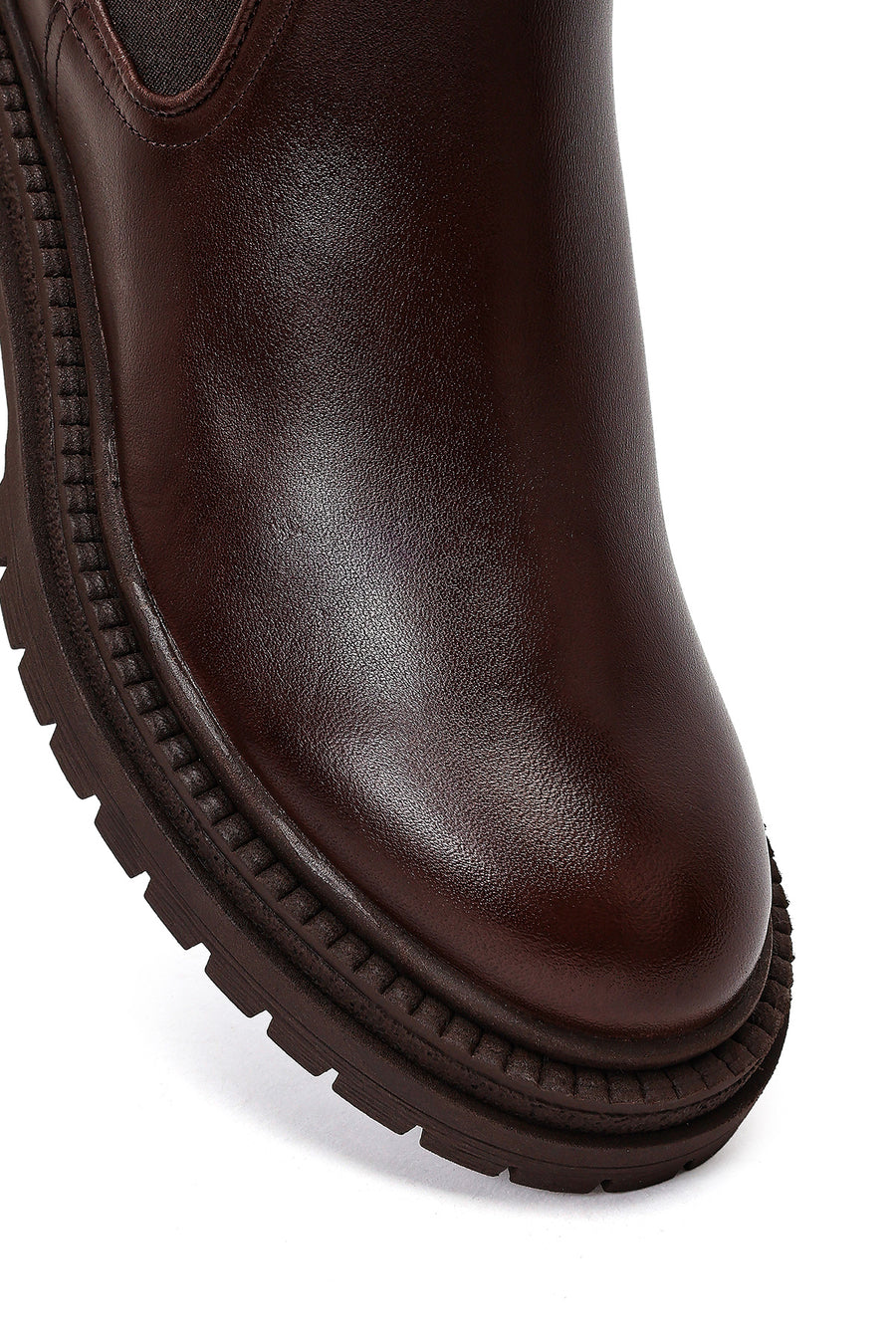 Women's Brown Thick-Soled Leather Chelsea Boot
