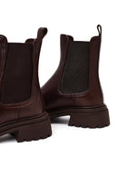 Women's Brown Thick-Soled Leather Chelsea Boot | Derimod