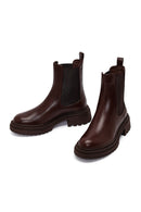 Women's Brown Thick-Soled Leather Chelsea Boot | Derimod