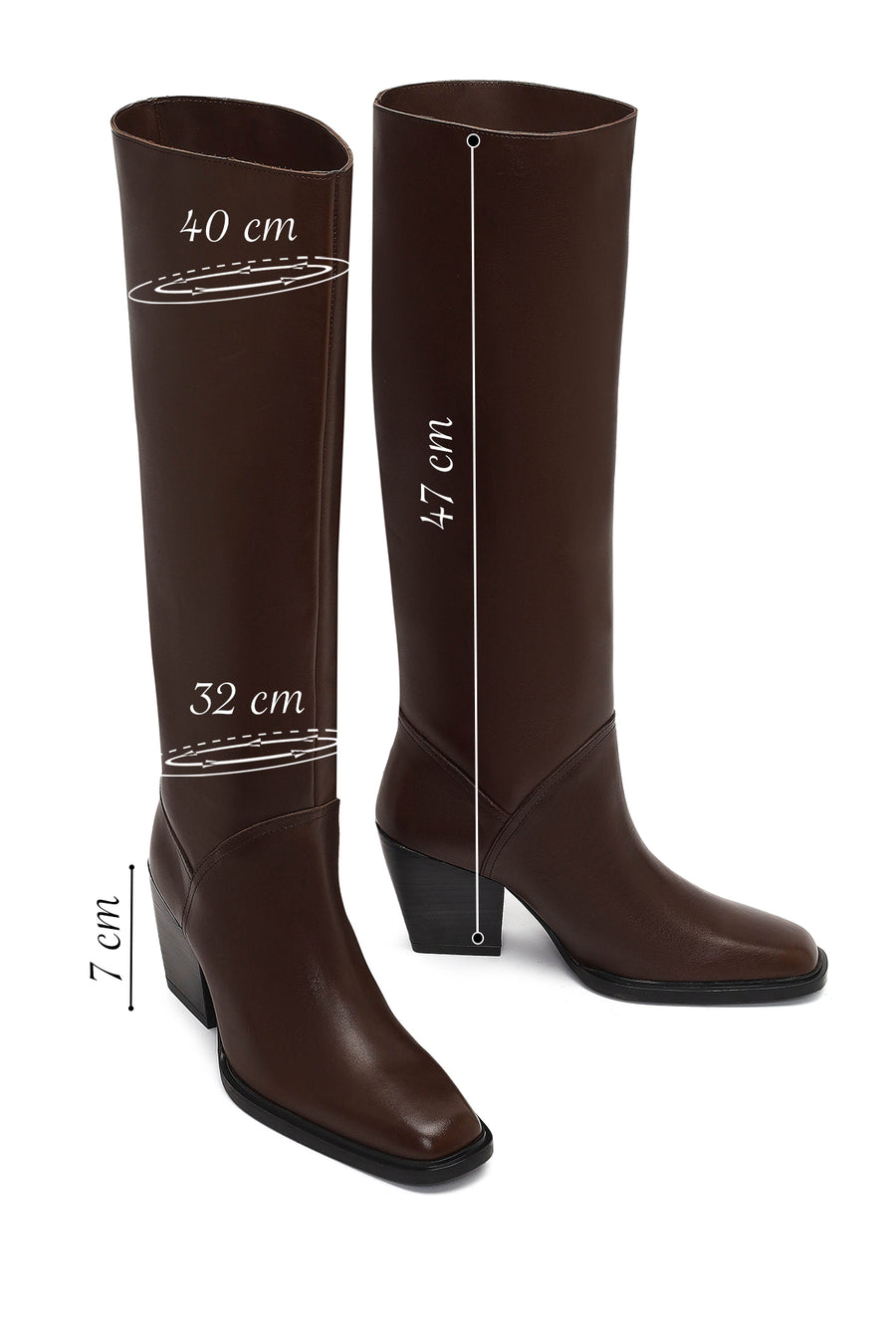 Women's Brown Thick Heeled Leather Boot