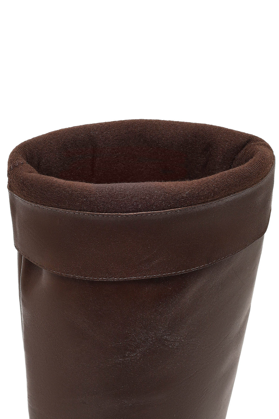 Women's Brown Thick Heeled Leather Boot