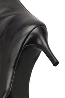 Women's Black Thin Heeled Leather Boot | Derimod