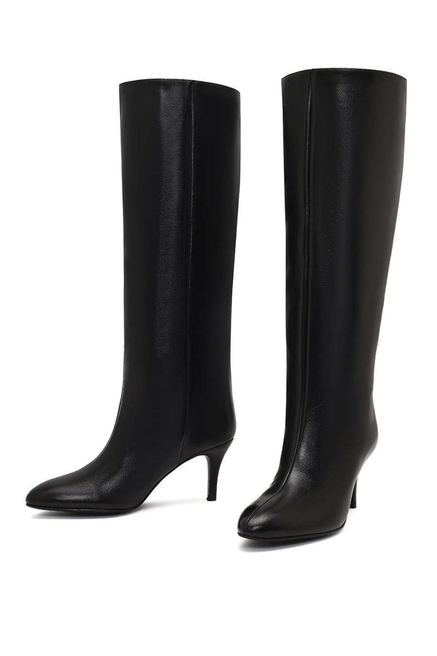 Women's Black Thin Heeled Leather Boot