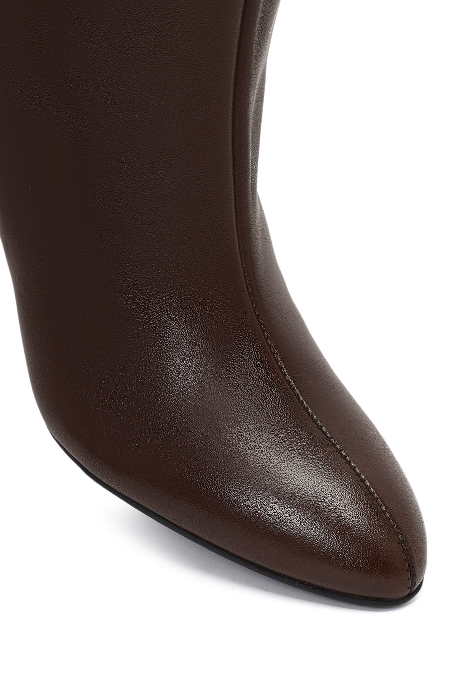 Women's Brown Thin Heeled Leather Boot