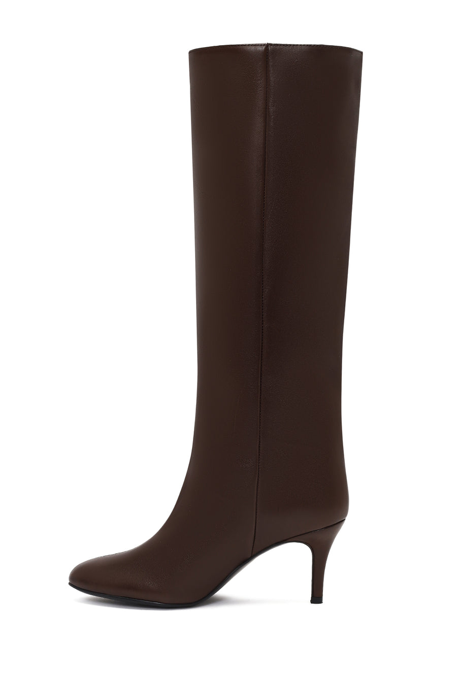 Women's Brown Thin Heeled Leather Boot