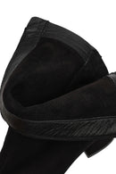 Women's Black Zip-Up Short Chunky Heel Suede Leather Boots | Derimod