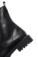 Woman Black Lace-Up Zipper Detail Leather Postal Boots | Derimod