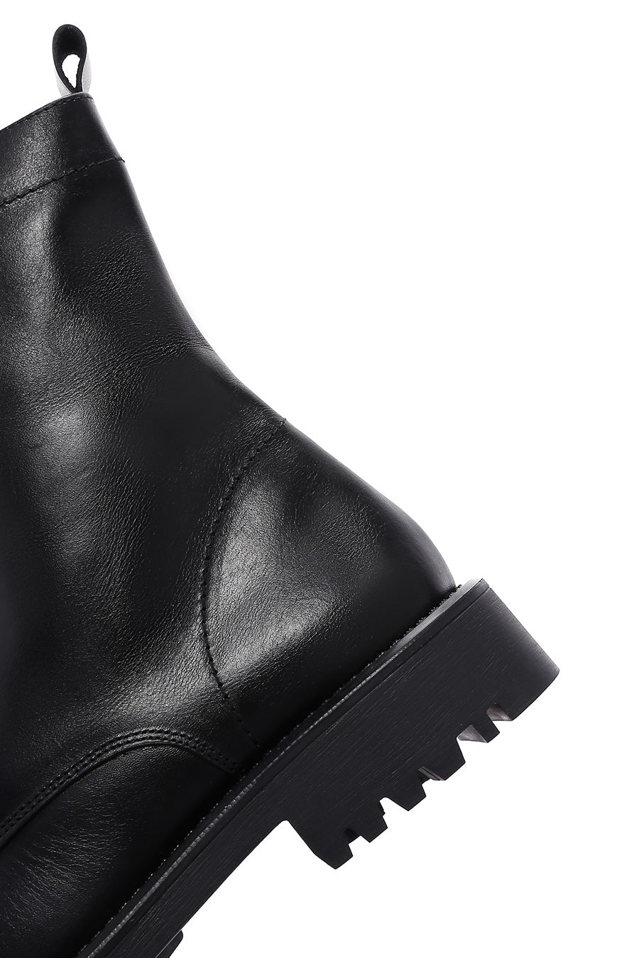 Woman Black Lace-Up Zipper Detail Leather Postal Boots