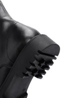 Woman Black Lace-Up Zipper Detail Leather Postal Boots | Derimod