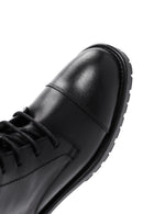 Woman Black Lace-Up Zipper Detail Leather Postal Boots | Derimod