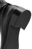 Woman Black Zippered Leather Boat | Derimod