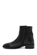 Woman Black Zippered Leather Boat | Derimod