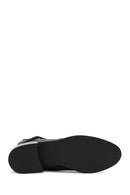 Woman Black Zippered Leather Boat | Derimod