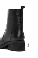 Woman Black Zippered Leather Boat | Derimod