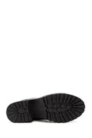 Woman Black Zippered Leather Boat | Derimod
