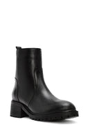 Woman Black Zippered Leather Boat | Derimod