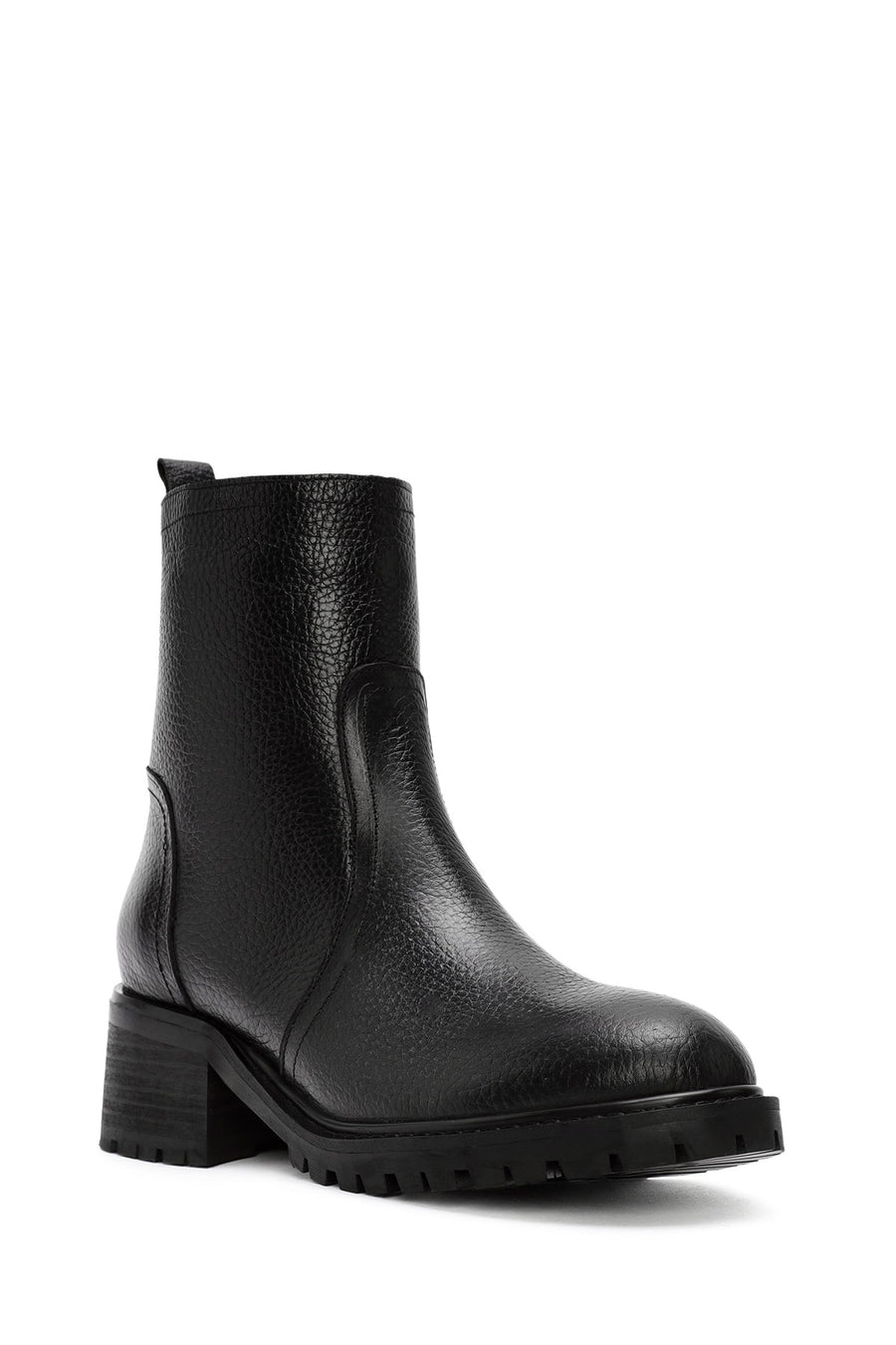 Woman Black Zippered Leather Boat